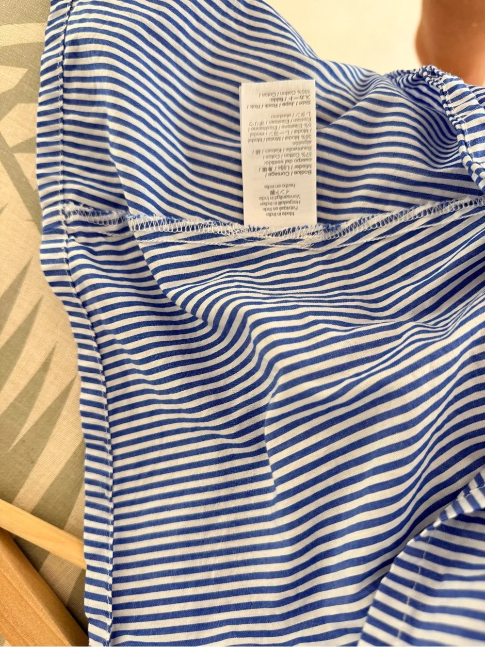 J Crew Navy top and blue Striped Tie-Waist Midi Skirt with pockets